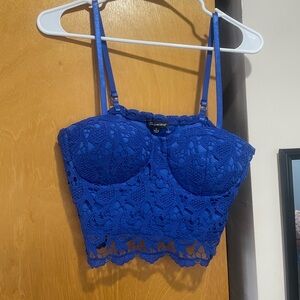 Blue embroidered cami top